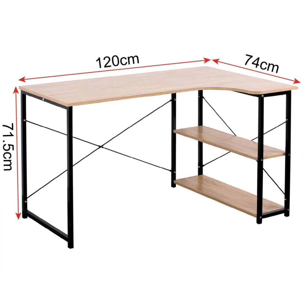 Scrivania per adulti spazioso tavolo da lavoro con due ripiani MDF 120 cm beige 19_0000390