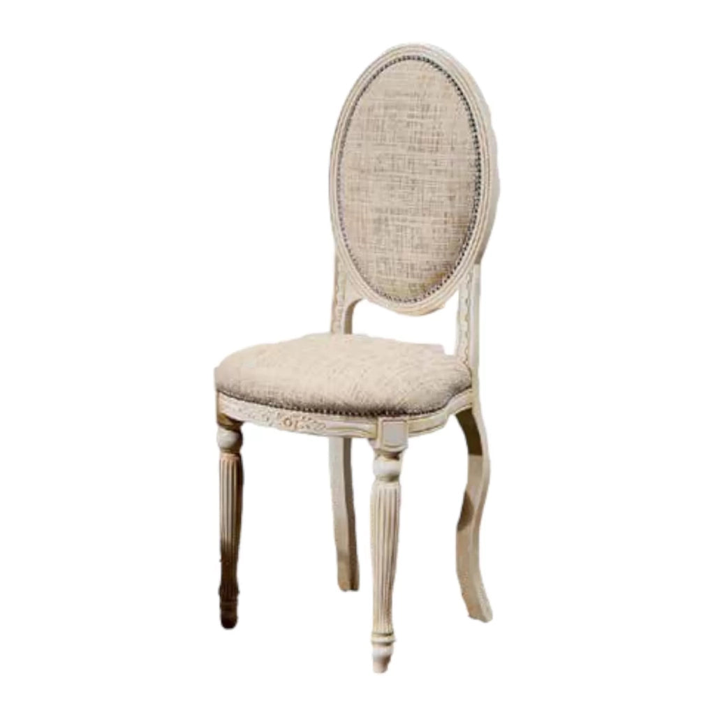 Sedia shabby chic imbottita in legno massello intagliata con fregi - Mobili 2G