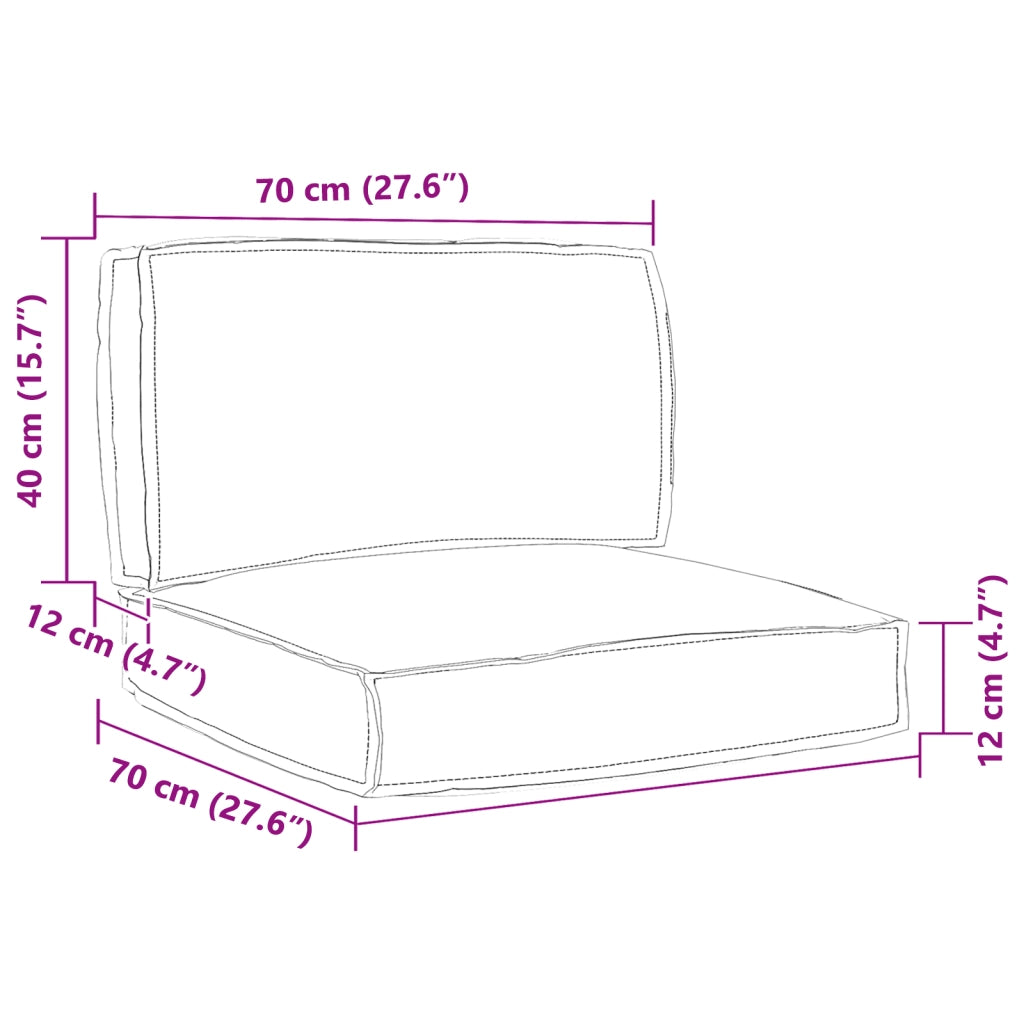 Set di cuscini per pallet 2 pezzi in tessuto Oxford multicolore