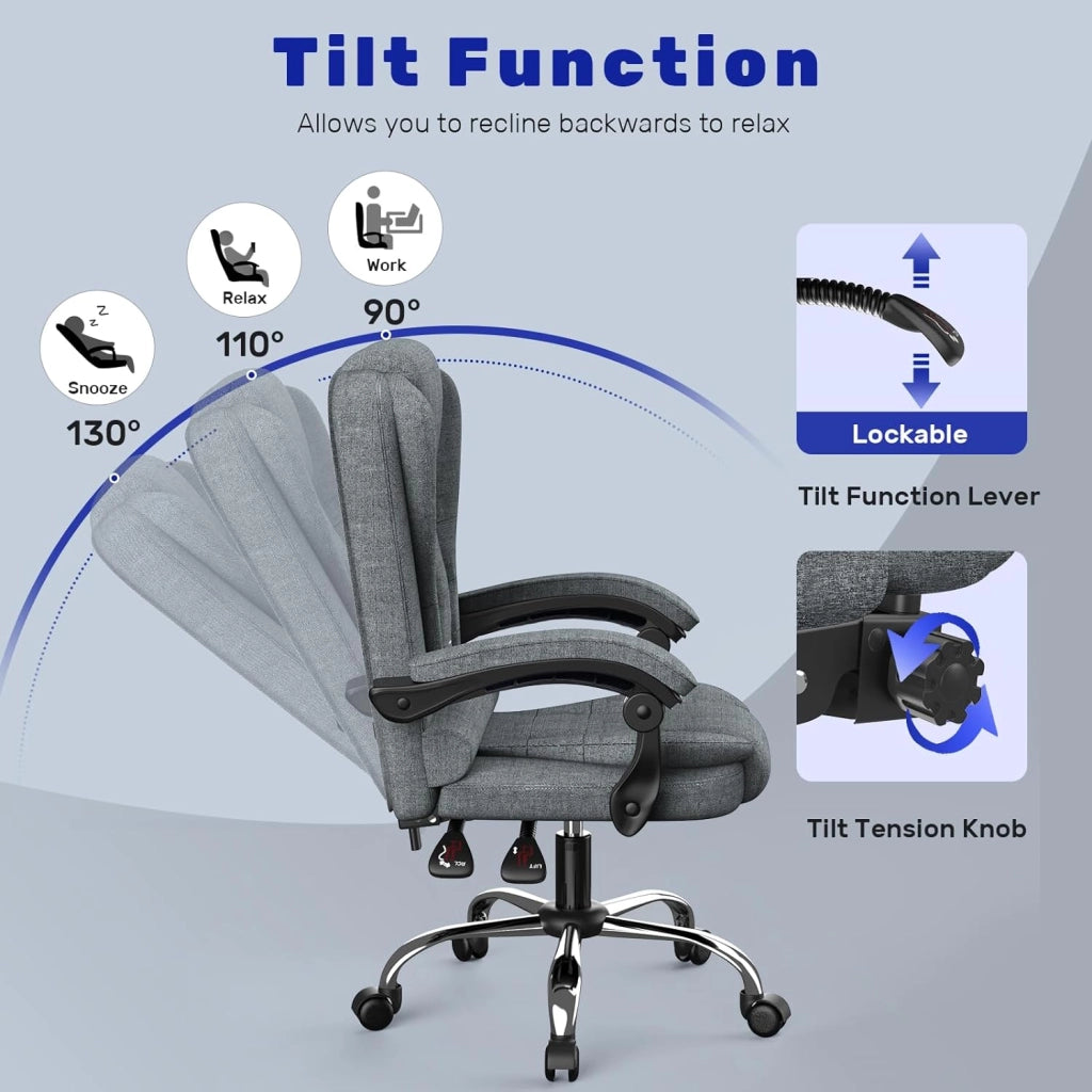 Sedia da ufficio ergonomica, sedia da ufficio , schienale regolabile, sedia da ufficio girevole a 360° con schienale alto, nero-grigio
