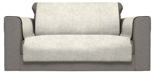 Copridivano con Copri Braccioli Seduta 125 cm in Poliestere e Cotone Panna