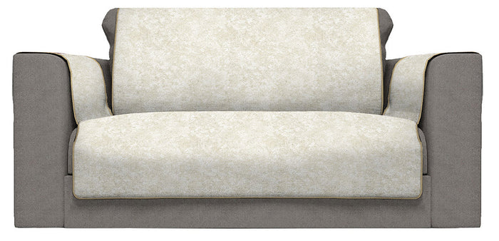 Copridivano con Copri Braccioli Seduta 125 cm in Poliestere e Cotone Panna