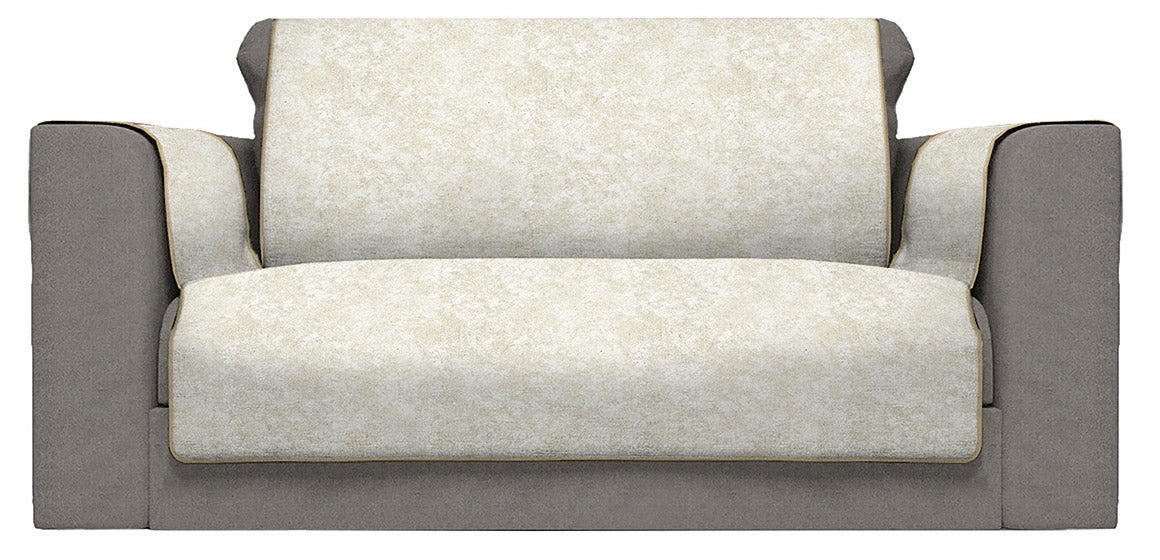 Copridivano con Copri Braccioli Seduta 60 cm in Poliestere e Cotone Panna