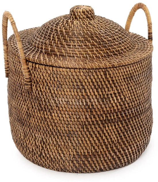 Cassa di stoccaggio coloniale - Scatola di rattan - Cassetto decorativo - Mobilità agevole - 40 cm x 39 cm x 40 cm
