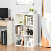 MOBILE LIBRERIA MODERNO A 6 CUBI IN LEGNO, 65.5X30X97.5 CM, BIANCO