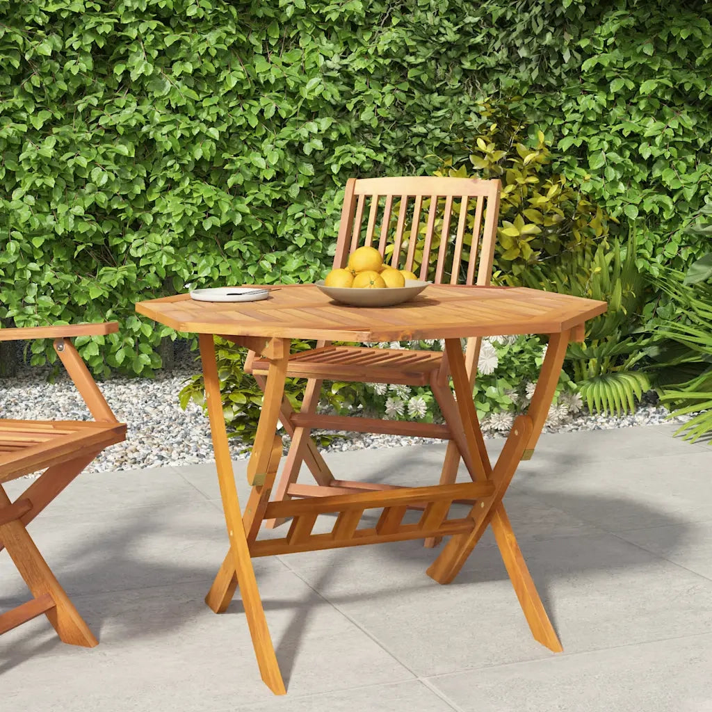 Tavolo da Giardino | Tavolino da esterno Pieghevole 90x75 cm Legno Massello di Acacia