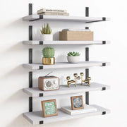 Set 5 Mensole da Parete Bianco Scaffali da Muro con Staffe in Metallo 40x12 cm