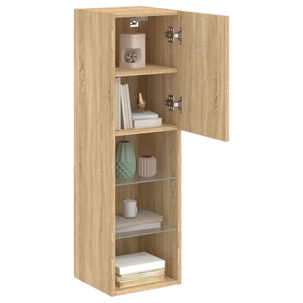 Mobile TV con Luci LED-Credenza per TV Rovere Sonoma 30,5x30x102 cm