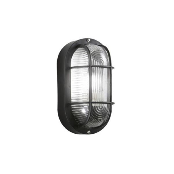 PLAFONIERA SOFFITTO/APPLIQUE PARETE OVALE DA ESTERNO NERA 1XE27 TURTLE FAN