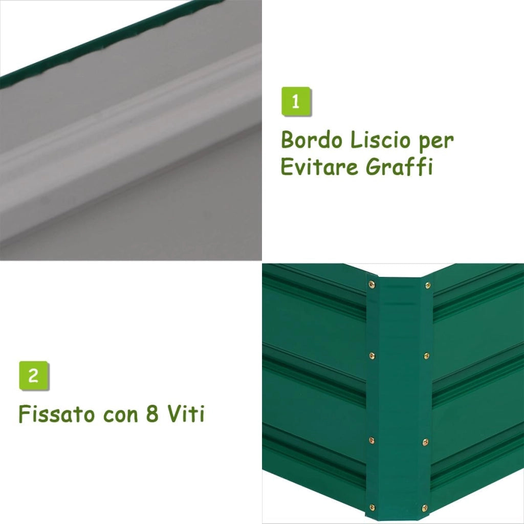 Letto da Giardino Rialzato in Acciaio, Fioriera da Esterno in Metallo per Fiori, Erbe, Piante e Verdure, Fioriera Elevata da Giardino, Cortile e Prato (120 x 90 x 30 cm)