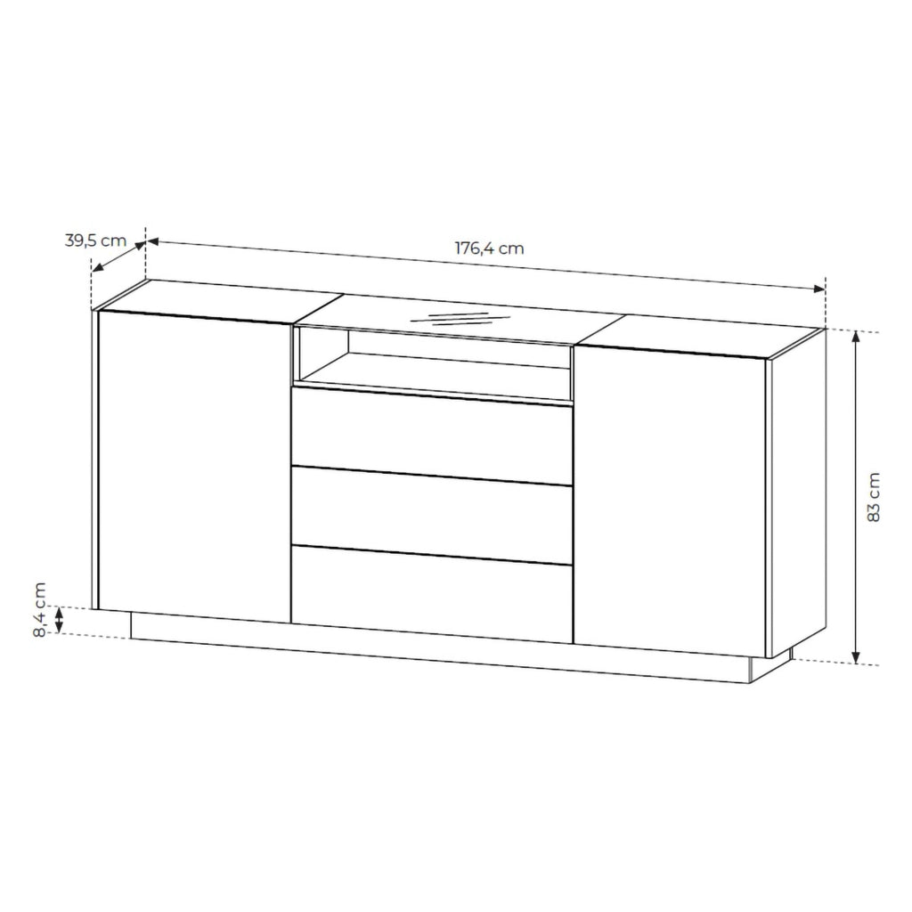 Madia Haleli, Credenza 3 Cassetti, 176x40x83h cm Marrone Chiaro