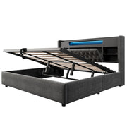 Letto Contenitore 180 x 200 cm - USB; USB-C; LED Regolabile e Mensole - Grigio