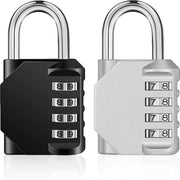 Slot combinato con combinazione a 4 cifre, resistentente all'acqua, adatto per palestra, porta di cantina (2 pezzi, nero argento)