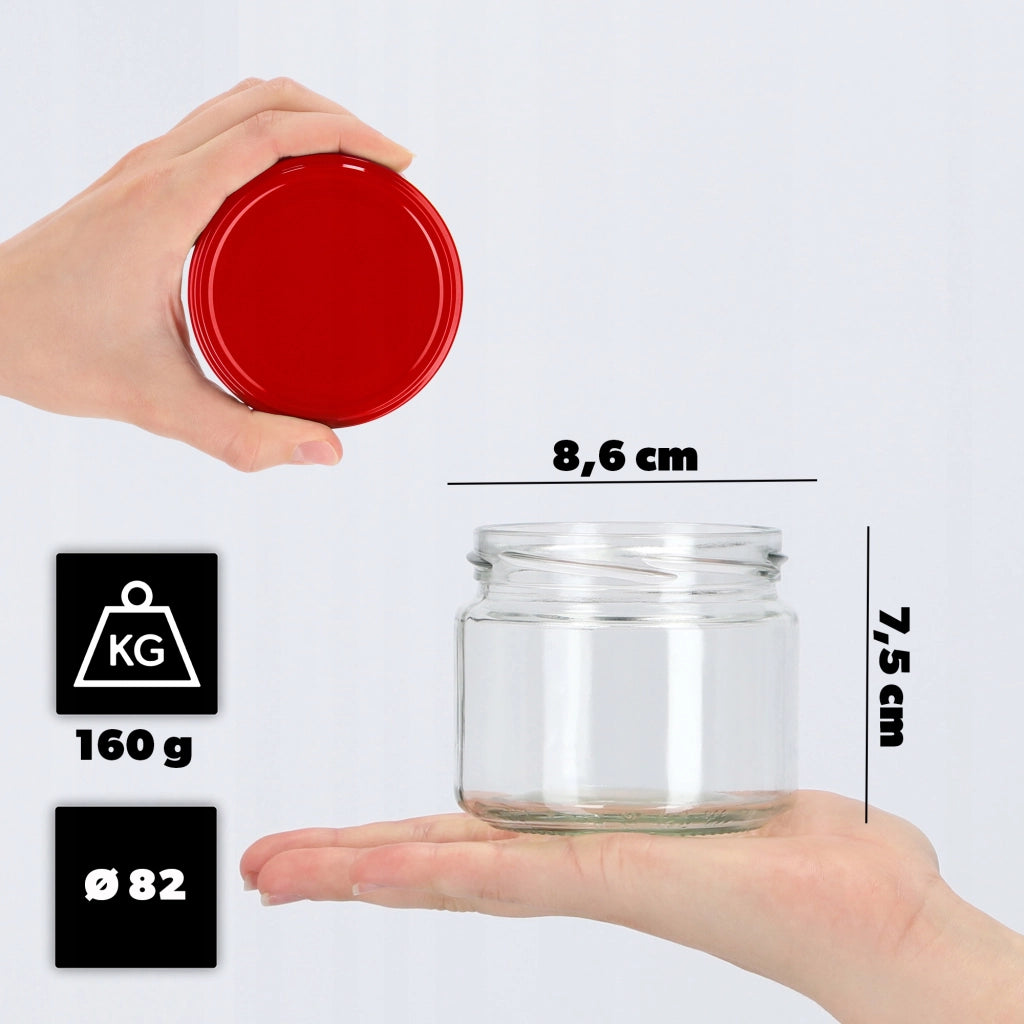 Barattoli KADAX Sonka 330 ml 50 pezzi 82 mm + coperchi rossi