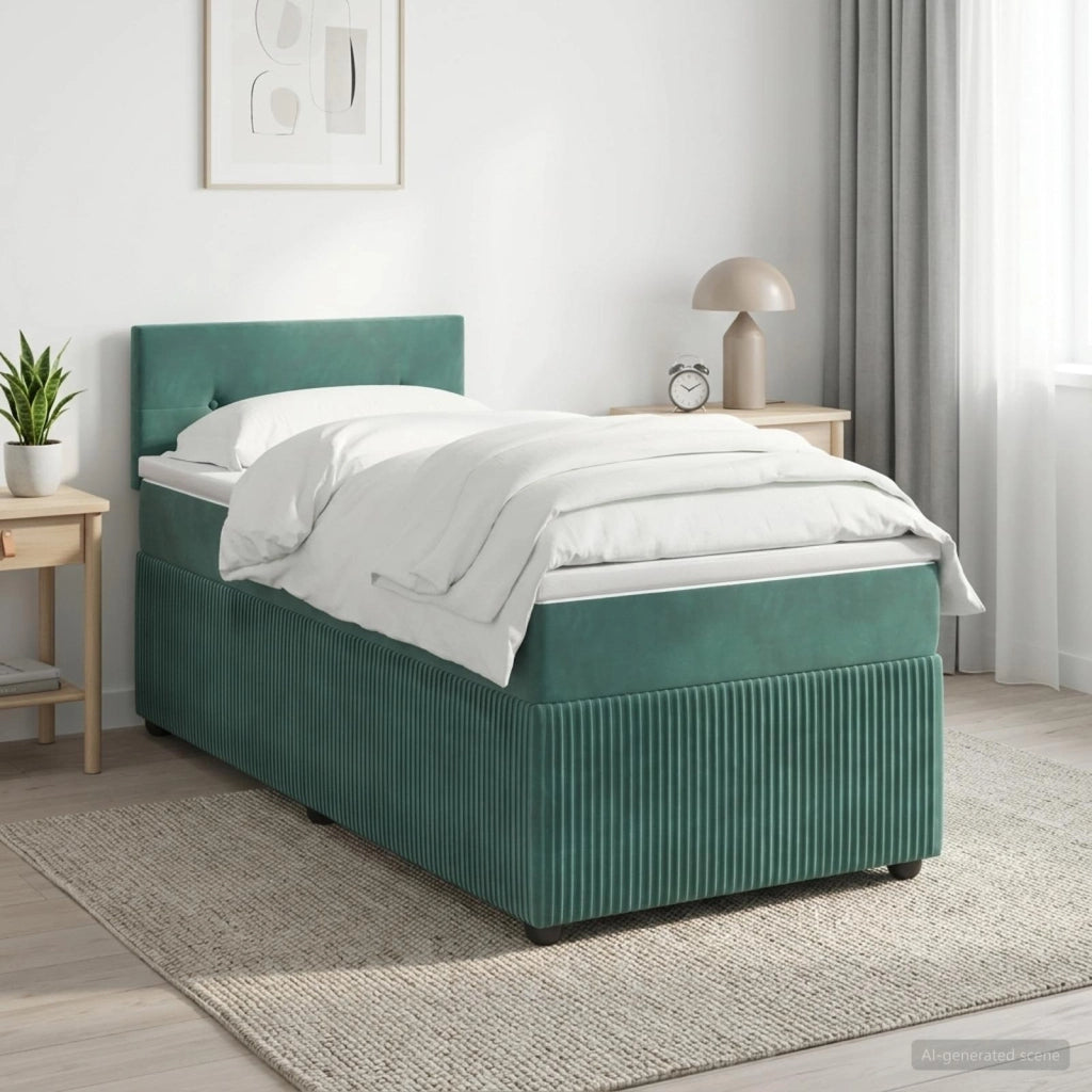 Letto box spring con materasso Verde Scuro 100 x 200 cm Velluto 3451622