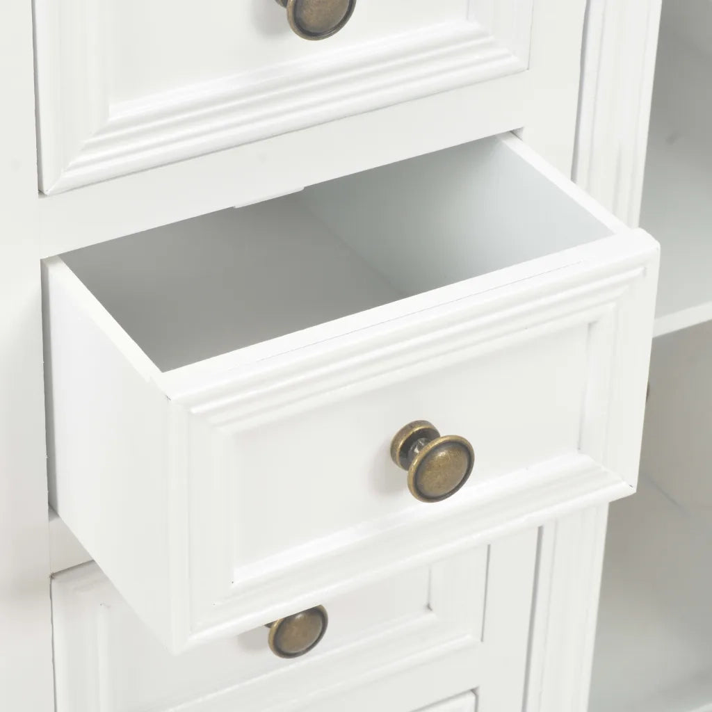 Credenza-Buffet-Armadio da cucina Bianca 70x28x70 cm in Legno Massello di Pino