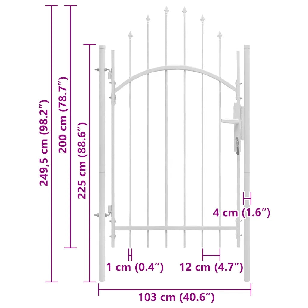 Cancello da giardino Woerden in acciaio 1x2,45 m Bianco 143067