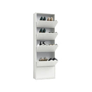 Scarpiera Aspro, Portascarpe con ante a ribalta da ingresso in metallo, Scarpiera moderna lineare di color bianco, Cm 50x15h169, a 5 Ante