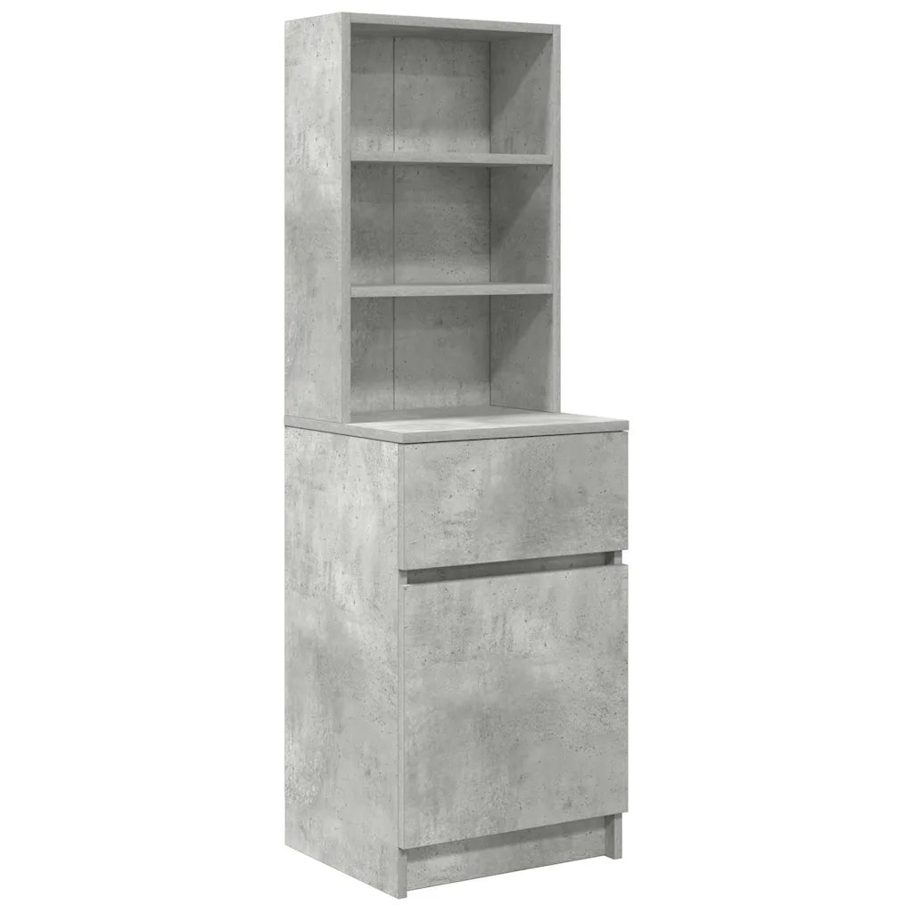 Comodino-Tavolino da notte Grigio Cemento 39x35x125 cm in Legno Multistrato