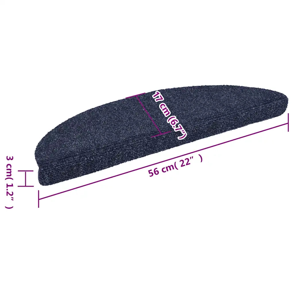 Tappetini per scale autoadesivi 15 pz | Gradini per Scale 56x17x3 cm blu semicircolari