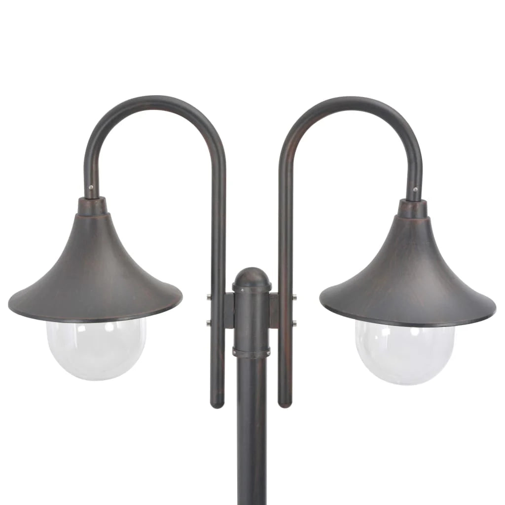 Lampada da terra da giardino E27 220 cm alluminio 2 lanterne marrone bronzo 02_0042539