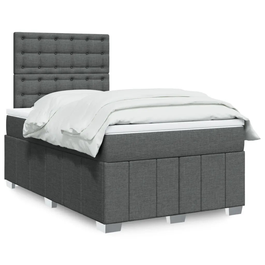 Giroletto a Molle con Materasso Grigio Scuro 120x200 cm Tessuto