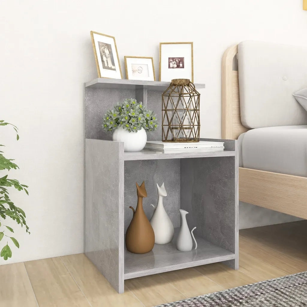 Comodino Grigio Cemento 40x35x60 cm in Legno Multistrato 806183