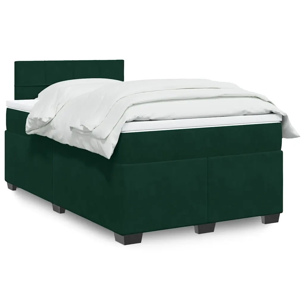vidaXL Giroletto a Molle con Materasso Verde Scuro 120x200 cm Velluto