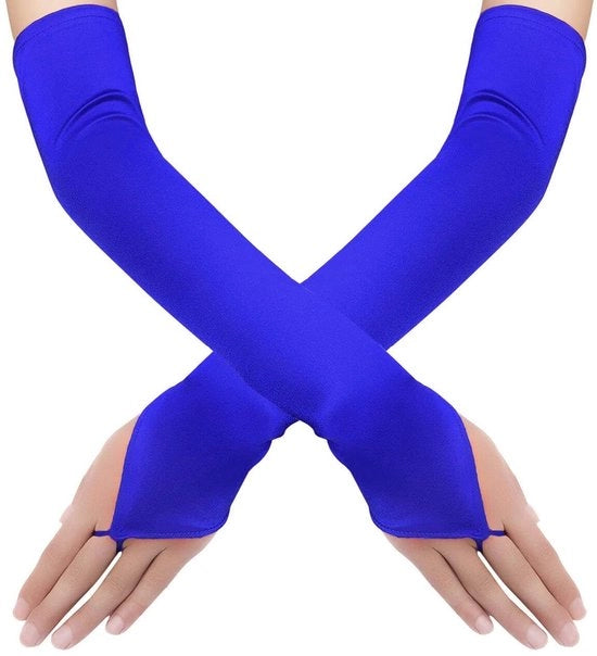 Maniche lunghe in seta senza dita - Accessori per matrimoni - Feste - Anni '20 - Microelastico, 48 cm - Maniche opera