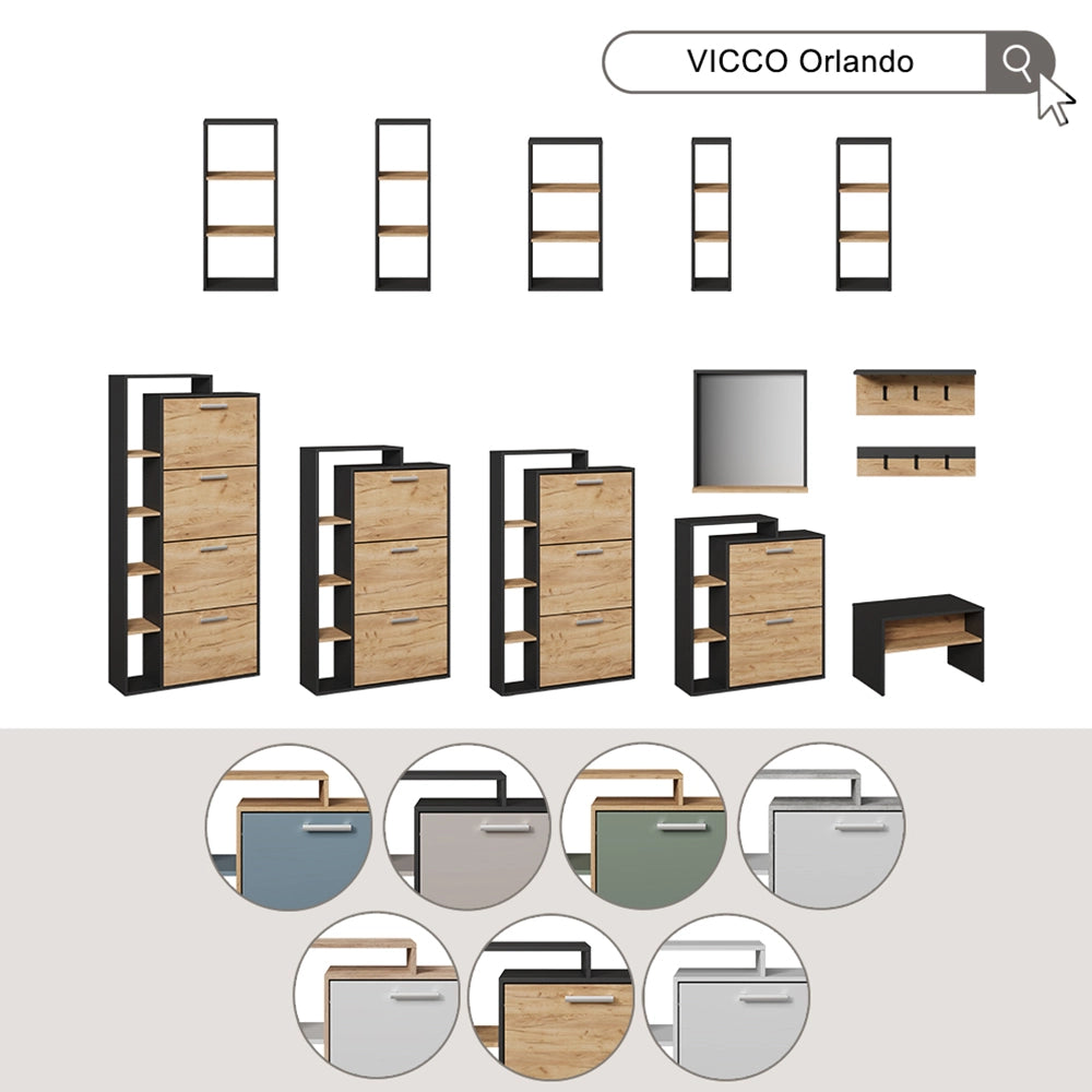 Vicco Scarpiera da ingresso Bianco/Sonoma 80 x 128.3 cm con 3 scomparti incernierati