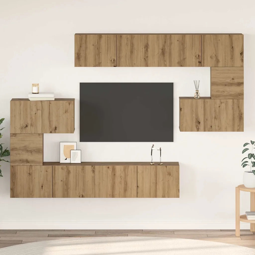 vidaXL Set mobile TV 8 pcs rovere artigianale 80 x 30 x 30 cm