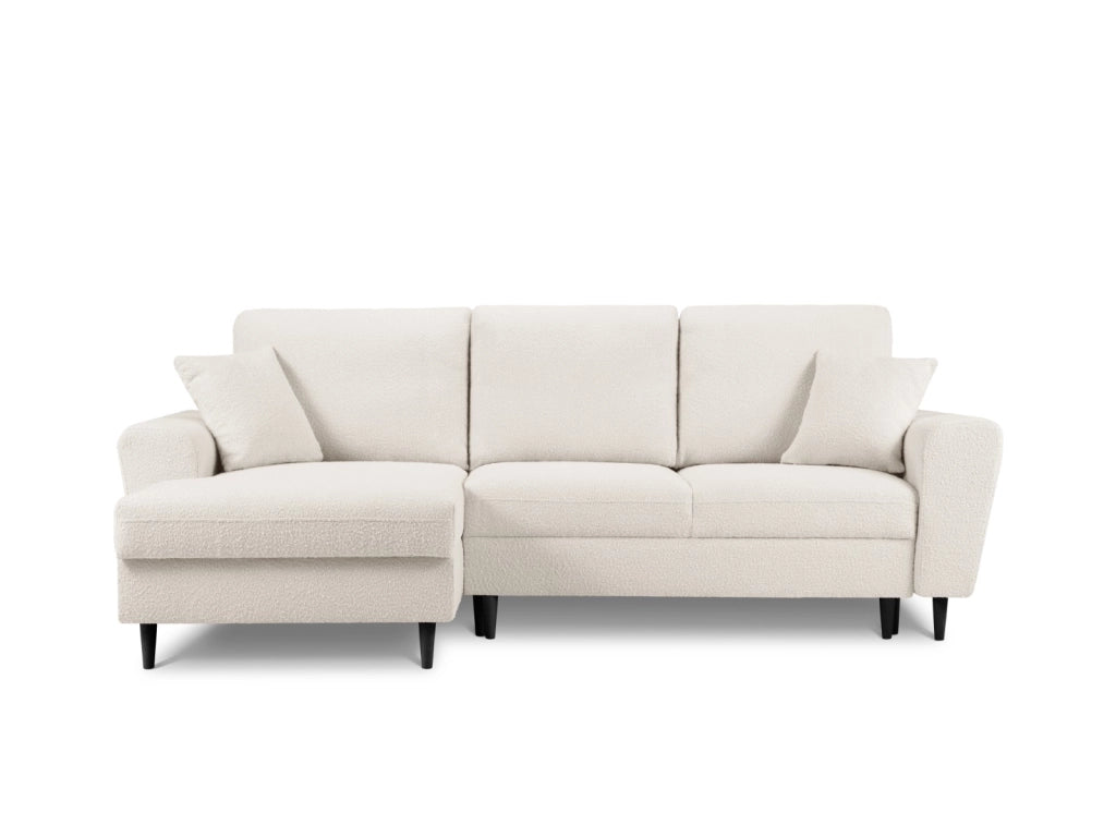 Cosmopolitan Design - Divano convertibile angolare sinistro con contenitore "Kyoto" 4 posti in bouclé beige 