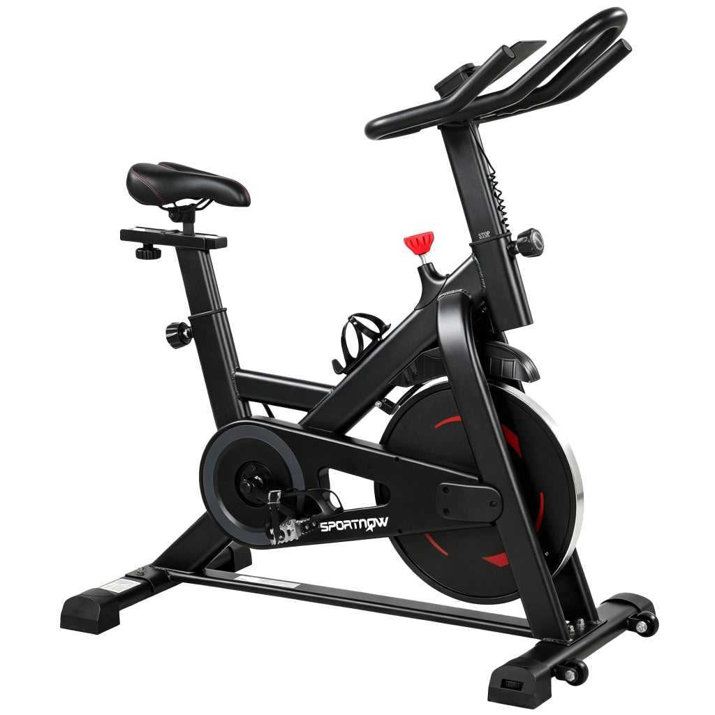 Cyclette 111,5x52,5x114,5 cm Stazionaria con APP Resistenza Magnetica 0-100% in Acciaio Nero