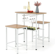 Set di tavolo ovale da pub 100 x 40 x 95 cm con 2 portabicchieri ergonomici finitura rustica in metallo naturale 20_0011943