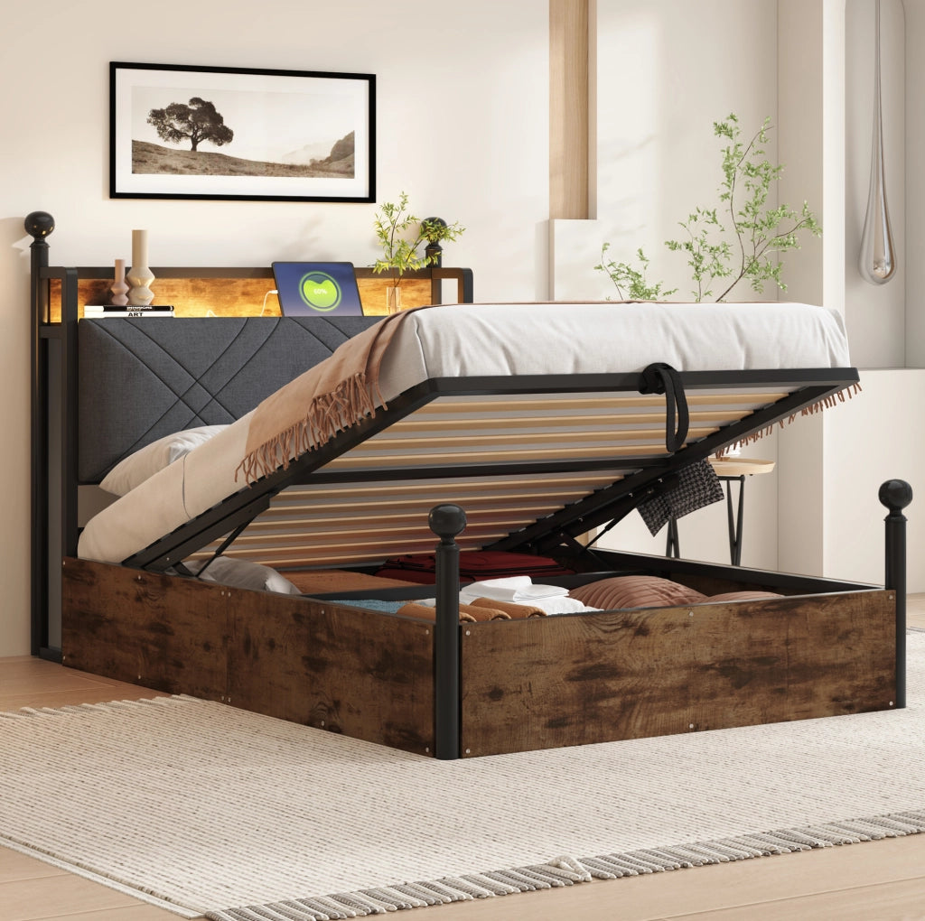 Letto singolo smart a baldacchino 90x190 cm con LED e USB