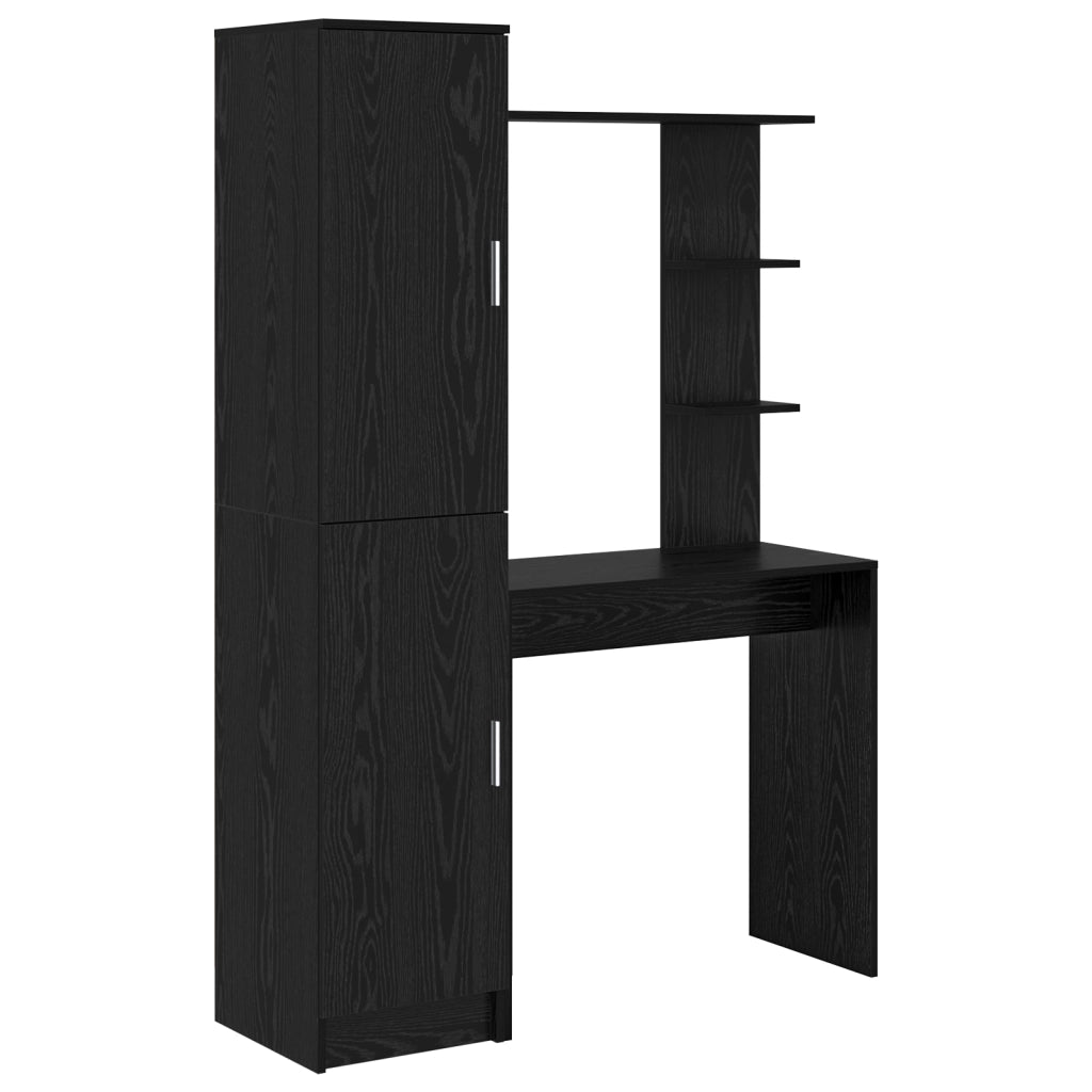 Scrivania con spazio di archiviazione rovere nero legno ingegnerizzato