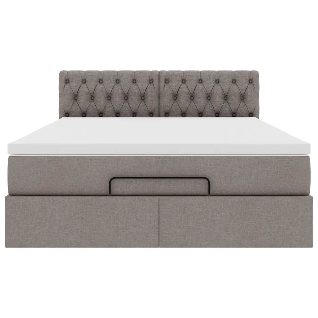 Pouf Letto con Materasso e LED Tortora 140x200 cm in Tessuto 3312399