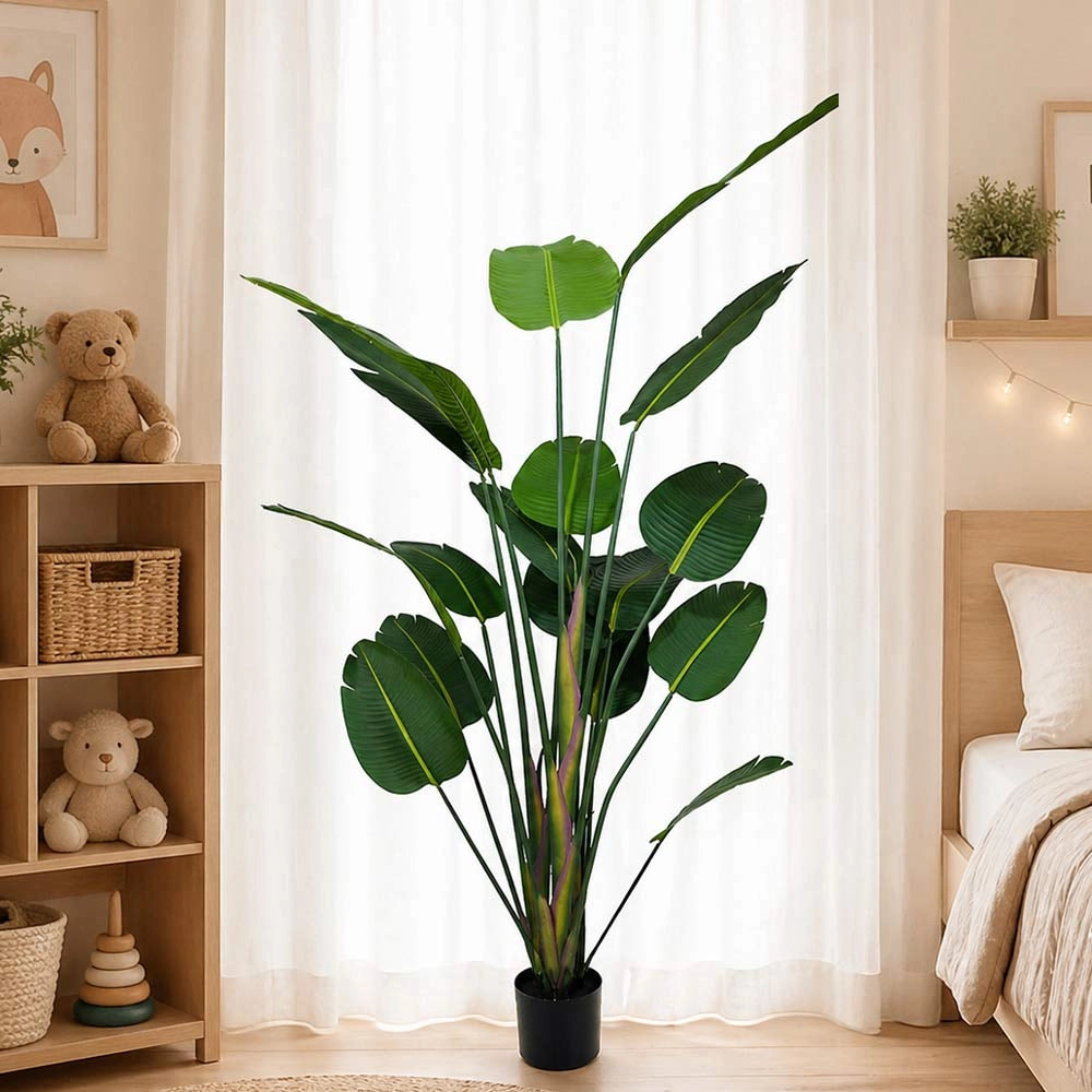 Strelitzia Artificiale con vaso pianta finta realistica decorativa h 180 cm