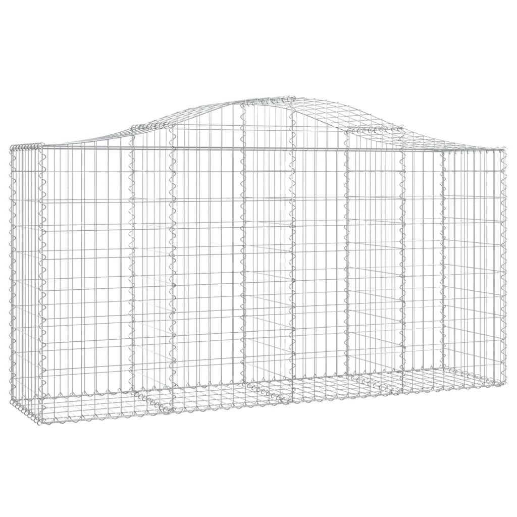 Set di 4 gabbioni ad arco per recinzione gabbia o muro di contenimento 200 x 50 x 100/120 cm ferro zincato argento 02_0041436