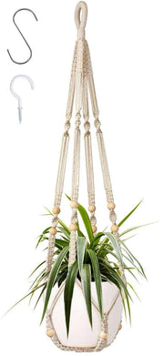 Mandolino a tre rami da appendere per interni, cesto di fiori a macramé, cesto di fiori con 1 S metallico e laccio leggero, cesto di fiori per interni per interni, esterni, soffitto, balconi, decorazione murale