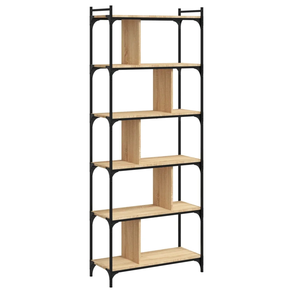 Libreria-Scaffale per Libri-Mobile di Stoccaggio Rovere Sonoma 6 Ripiani 76x32x192 cm Legno Multistrato