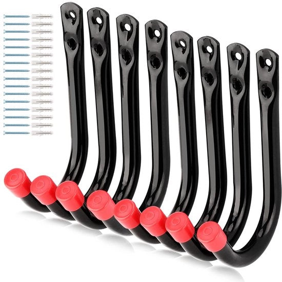 Set di 8 ganci per garage - Soluzione di stoccaggio per attrezzi da giardino - Set di 8 - Metallo
