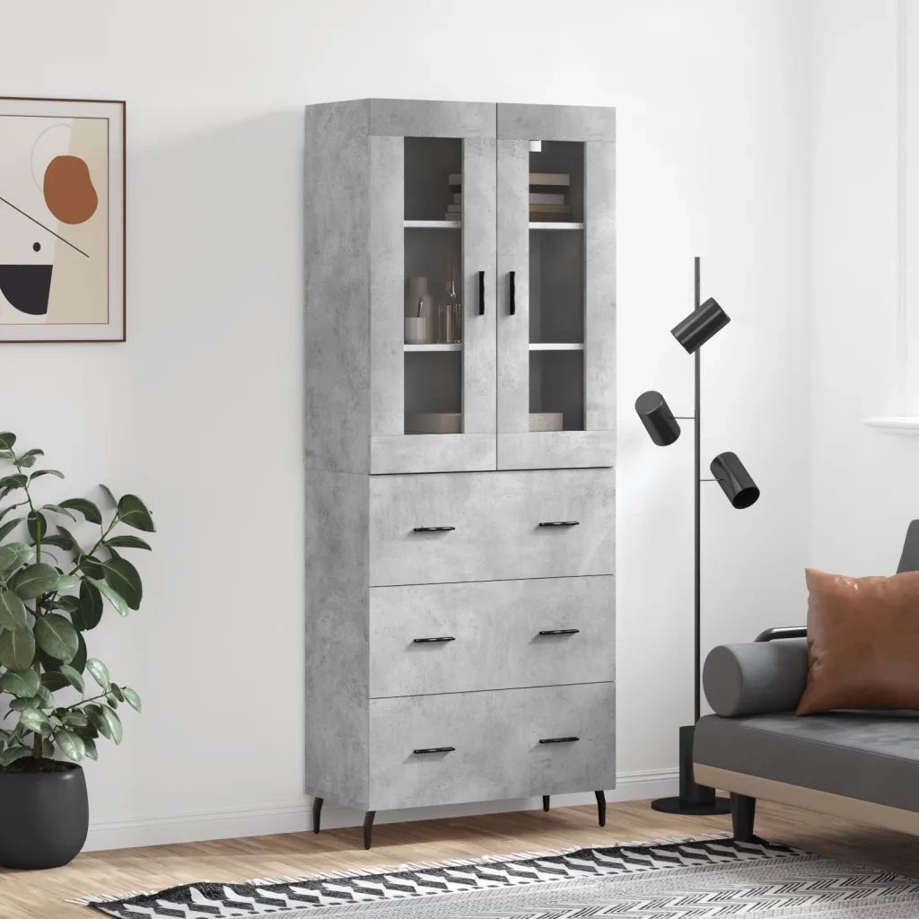 Credenza | Madia | Buffet da pranzo | Armadio da pranzo Grigio Cemento 69,5x34x180 cm in Legno Multistrato