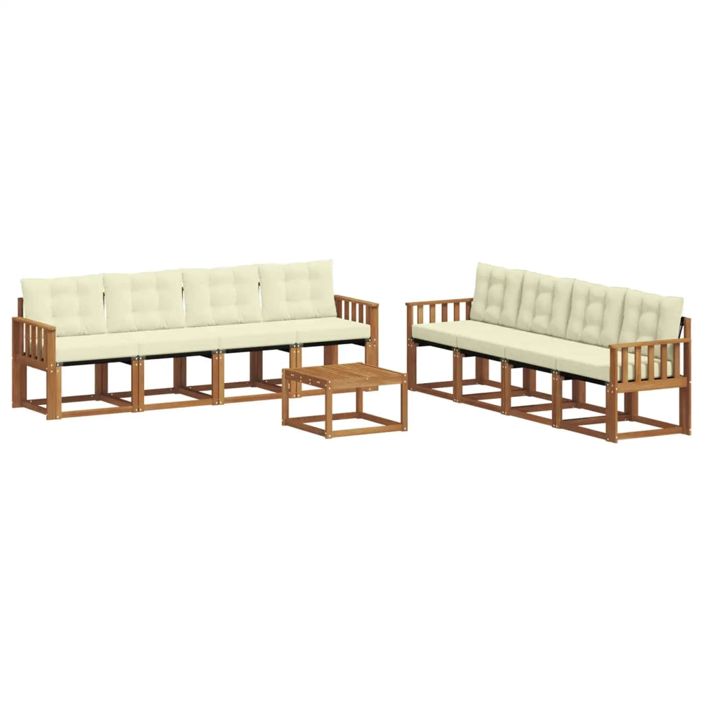 Set di divani da esterno con cuscino 9 pcs Naturale e Crema