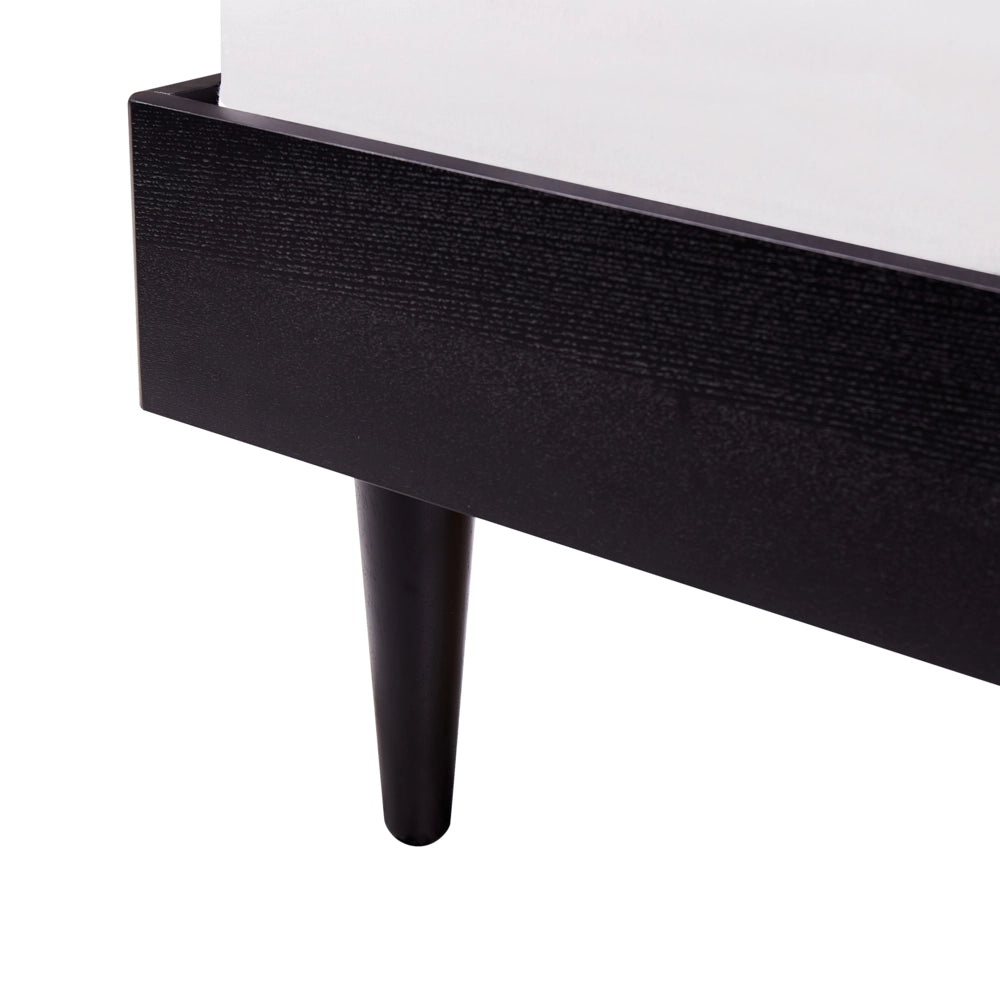 Letto matrimoniale con testata con base a doghe in legno di gomma nero 160 x 200 cm stile moderno minimalista