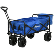 Carrello da Giardino 110L con Maniglia Telescopica e Borsa Termica  in Acciaio e Tessuto Blu