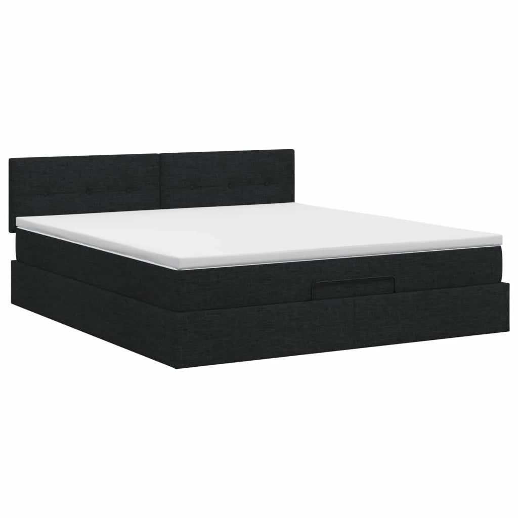 Letto ottomano con materasso Nero 140 x 200 cm Tessuto 3456332
