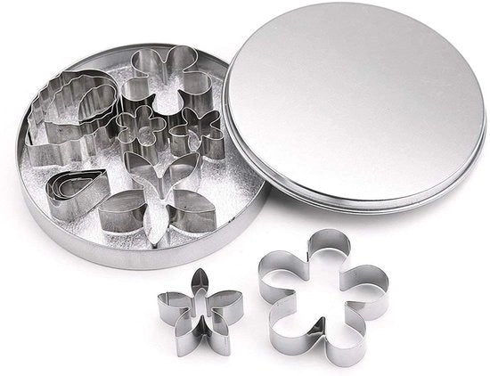 Set di stampi per biscotti mini 12 pezzi foglie di rosa forme a gocce forme a fiori stampi in metallo per biscotti attrezzo per torte DIY set di modellazione