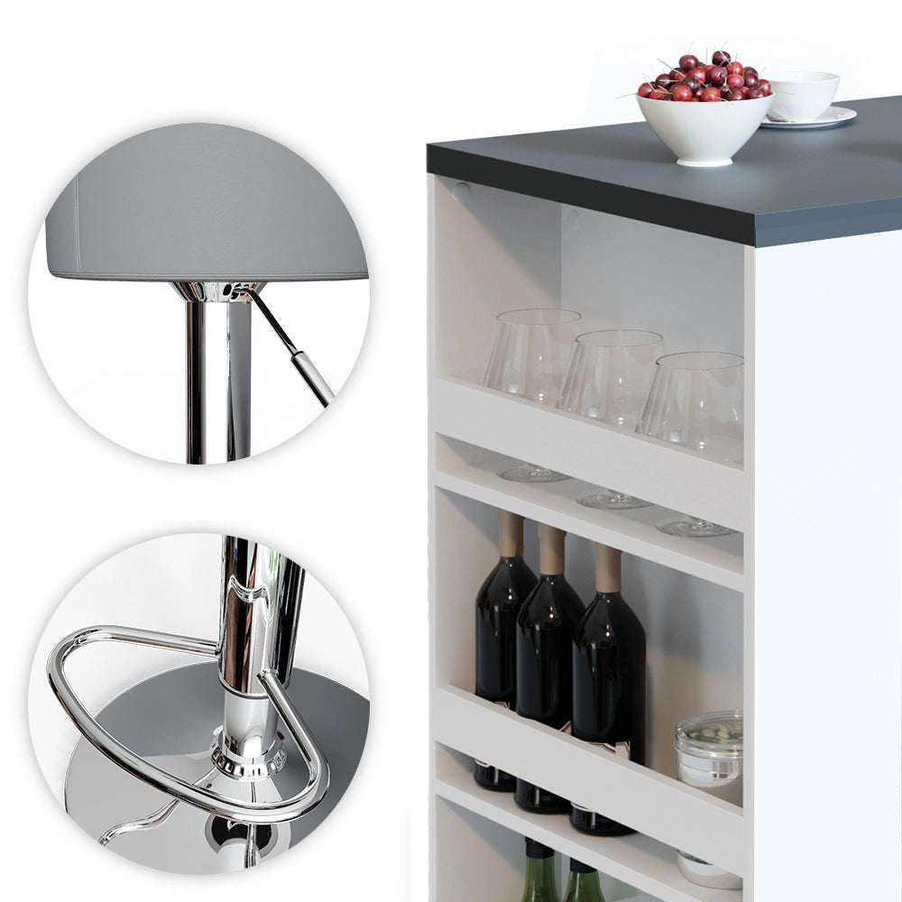 Vicco Tavolo bar con sgabelli Antracite/bianco 57 x 80 cm con 2 sgabelli da bar