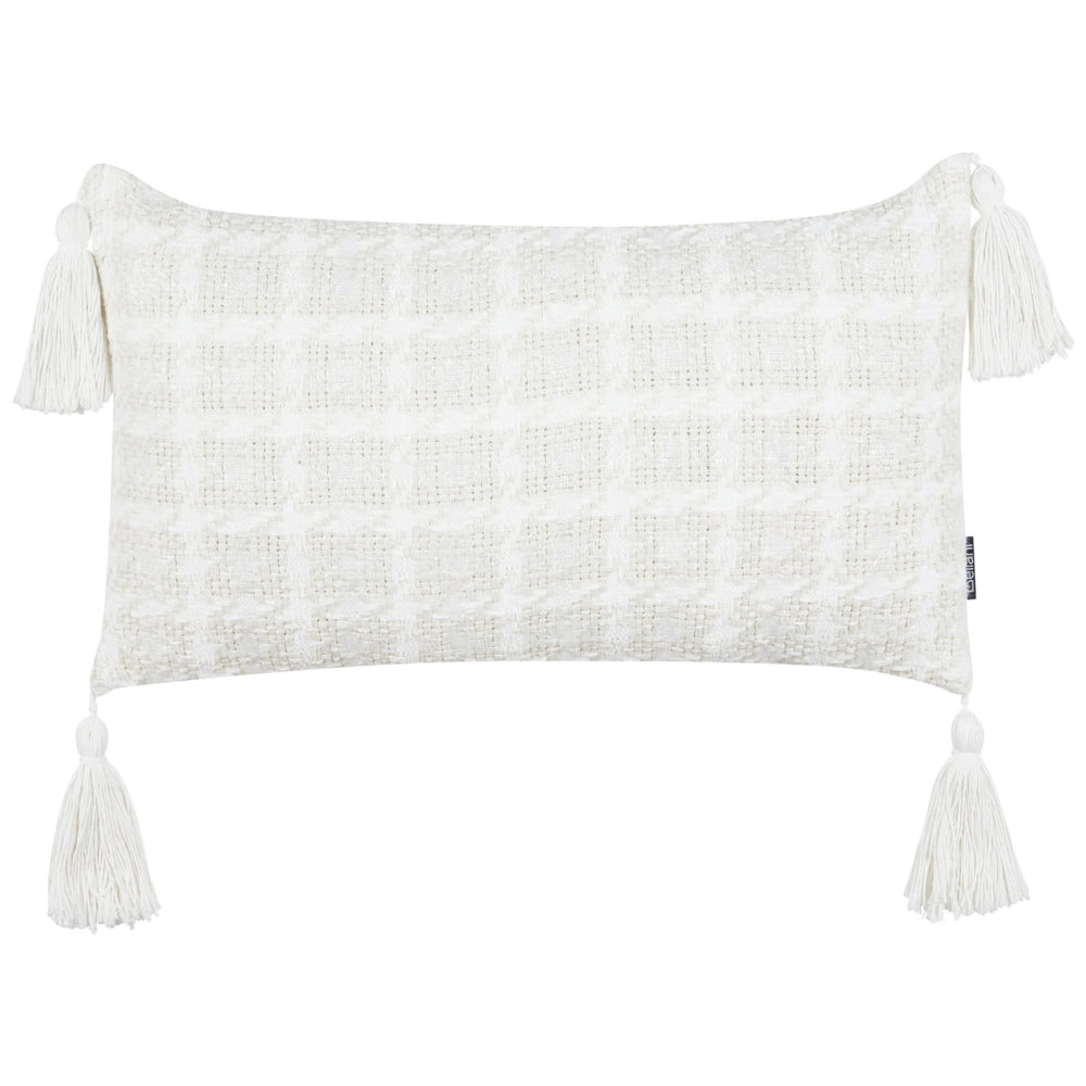 Cuscino decorativo Beige Tessuto 30 x 60 cm Modello a quadri Coprire Stile Tessile